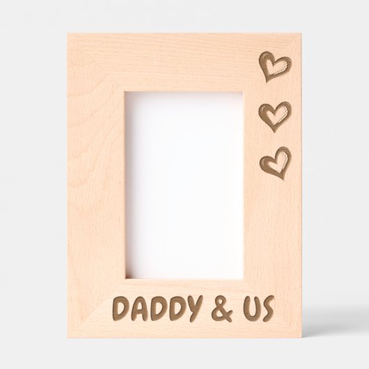 三つ子のパパのための写真の贈り物， Daddy & US Frame, レーザー彫刻フレーム (正面)