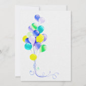 三つ子のブルーバルーンを期待ベイビーシャワー 招待状 (裏面)