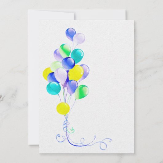 三つ子のブルーバルーンを期待ベイビーシャワー 招待状 (裏面)