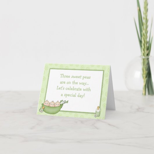 三つ子の出産祝いの招待 招待状 (正面)