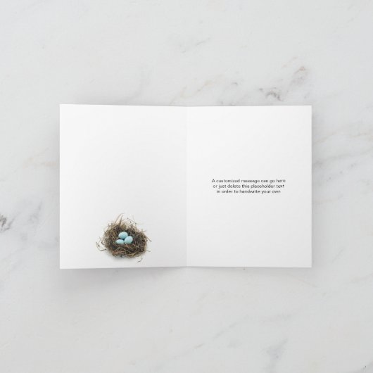 三つ子の卵の巣のベビーシャワーお礼カード サンキューカード (内部)