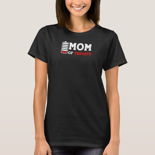 三つ子の女性ママ空の電池キッズマザーS Tシャツ (正面)
