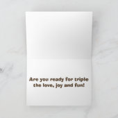 三つ子の愛、喜び/おもしろい-おめでとう カード (内部)