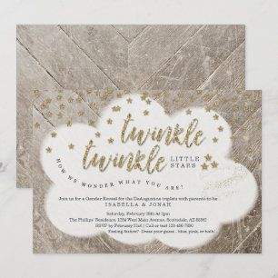 三つ子の星がきらきら輝く性別発表会 招待状