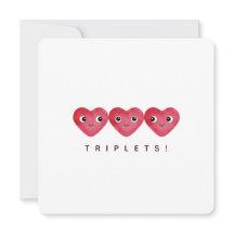 三つ子の誕生おめでとう　ハートの赤ちゃんイラスト3つ