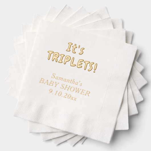 三つ子の赤ちゃんシャワーの母の名前 箔ナプキン (インサイチュ (積み重ね))