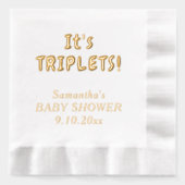 三つ子の赤ちゃんシャワーの母の名前 箔ナプキン (正面)