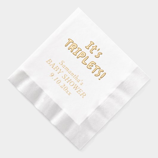三つ子の赤ちゃんシャワーの母の名前 箔ナプキン (右)