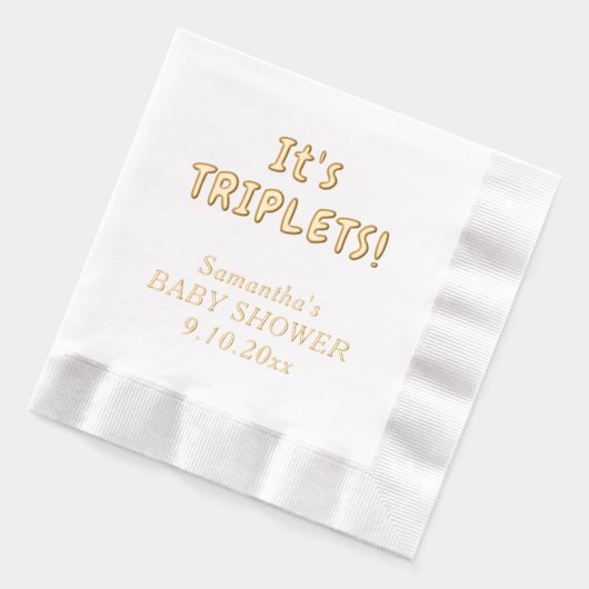 三つ子の赤ちゃんシャワーの母の名前 箔ナプキン (左)