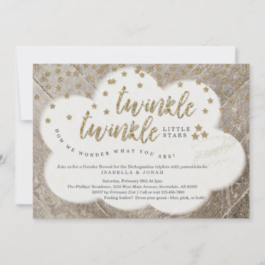 三つ子トゥインクルトゥインクルリトルスタージェンダーリビール 招待状 (正面)