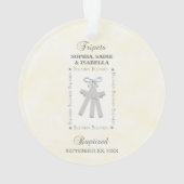 三つ子バプテスマの黄色三十字星パーソナライズされた オーナメント (裏面)