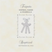 三つ子バプテスマの黄色三十字星パーソナライズされた シール (正面)