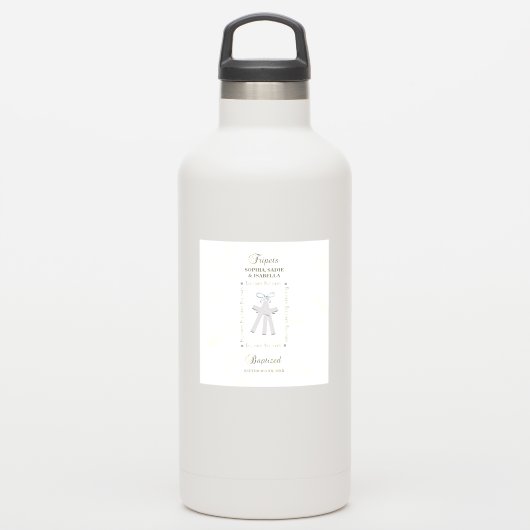 三つ子バプテスマの黄色三十字星パーソナライズされた シール (ウォーターボトル)