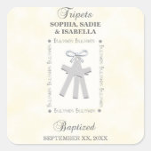 三つ子バプテスマの黄色三十字星パーソナライズされた スクエアシール (正面)