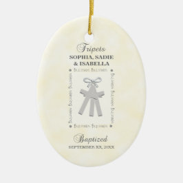 三つ子バプテスマの黄色三十字星パーソナライズされた セラミックオーナメント