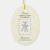 三つ子バプテスマの黄色三十字星パーソナライズされた セラミックオーナメント (裏面)