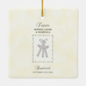 三つ子バプテスマの黄色三十字星パーソナライズされた セラミックオーナメント (裏面)