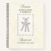 三つ子バプテスマの黄色三十字星パーソナライズされた ノートブック (正面)