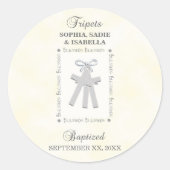 三つ子バプテスマの黄色三十字星パーソナライズされた ラウンドシール (正面)