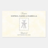 三つ子バプテスマの黄色三十字星パーソナライズされた 長方形シール (正面)