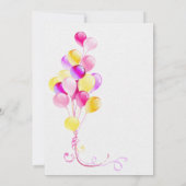 三つ子ピンクバルーンの期待ベビーシャワー 招待状 (裏面)