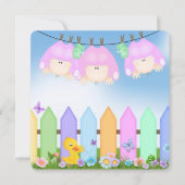 三つ子ベビーガールシャワー 招待状 (正面)