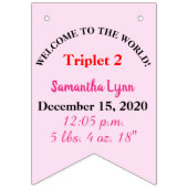 三つ子ベビーガールボーイの写真 バンティングフラッグ (第3の旗)