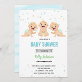 三つ子ベビーシャワーの招待状 招待状 (正面/裏面)