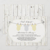 三つ子ベビーシャワー招待状 - 性別問わず 招待状 (正面/裏面)