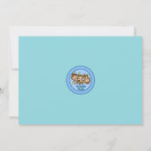 三つ子モンキー ベビーシャワー招待状 青 MM2 招待状 (裏面)