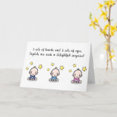 三つ子用のグリーティングカード、ようこそ三つ子のバビー カード (黄色い花)