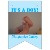 三つ子男の赤ちゃんと少女の写真 バンティングフラッグ (第2の旗)