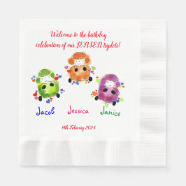 三つ子誕生祝い 縁ありランチョンナプキン