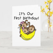 三つ子1位 - 2人の女の子1人の男の子Tシャツとギフト カード (黄色い花)