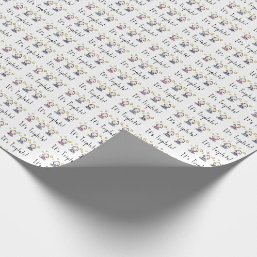 三つ子、1女の子、2男の子、ギフトカスタマイズだ ラッピングペーパー (角)