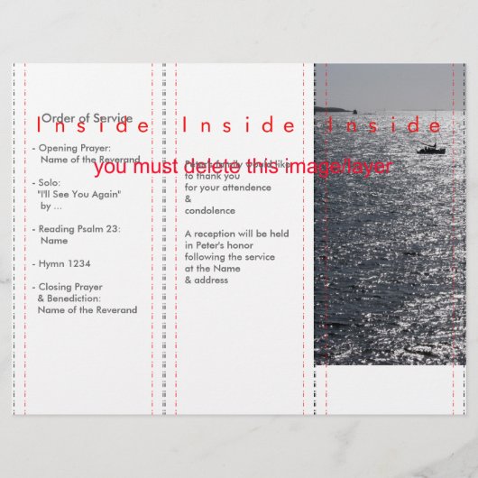 三つ折りシーカスタムメモリアルサービスプログラムフライヤー (裏面)