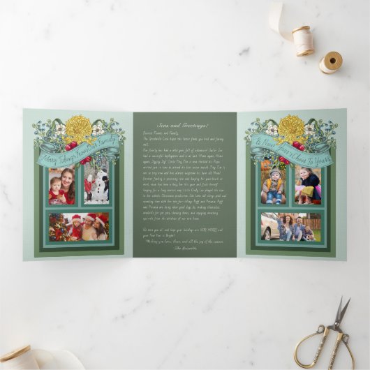 三つ折り潜水艦「海とご挨拶」写真カード 三つ折りクリスマスカード (内部)