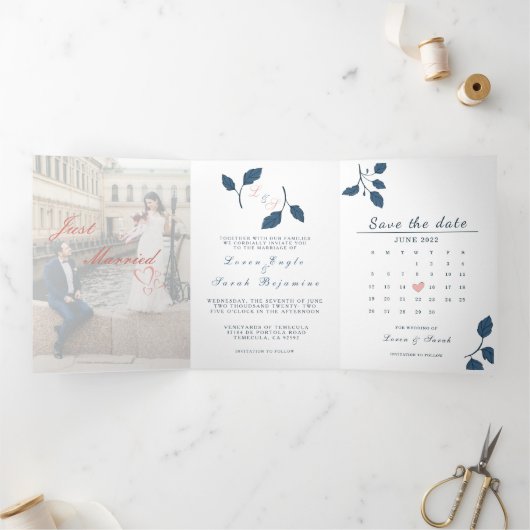 三つ折り結婚式招待状 三つ折り招待状 (内部)