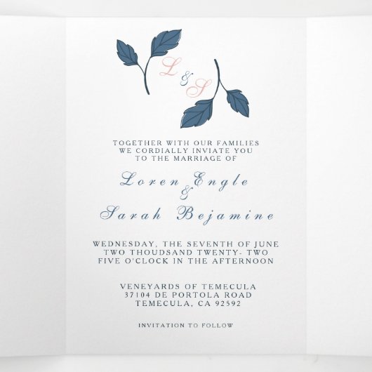 三つ折り結婚式招待状 三つ折り招待状 (内部中)