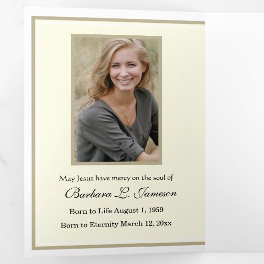 三つ折グアダルーペバラカトリック葬儀メモリアル 三つ折りカード (内部最初)