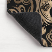 三つ月の女神金ゴールドと黒 マウスパッド (コーナー)