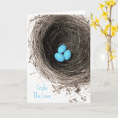 三つ組の愛の三つ子おめでとうカード カード (黄色い花)