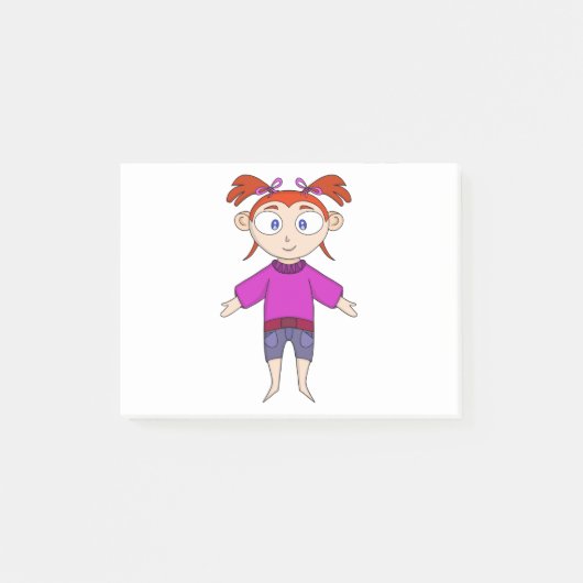 三つ編みの女の子が快適な服を着ている ポストイット (正面)