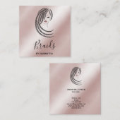 三つ編みヘアアフロアメリカン女性事業C スクエア名刺 (正面/裏面)