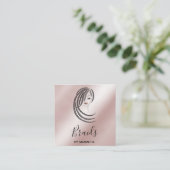 三つ編みヘアアフロアメリカン女性事業C スクエア名刺 (スタンド正面)