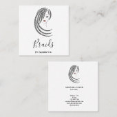 三つ編みヘアアフロアメリカン女性事業C スクエア名刺 (正面/裏面)