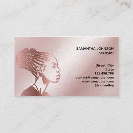 三つ編みヘアアフロアメリカン女性事業C 名刺 (裏面)