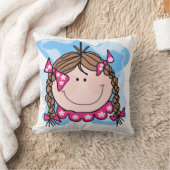 三つ編み枕のブルネットの少女 クッション (ブランケット)