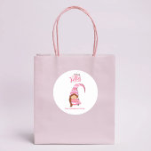 三つ編み髪のピンクのクリスマスガール格言 すてき ラウンドシール