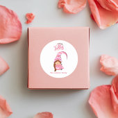 三つ編み髪のピンクのクリスマスガール格言 すてき ラウンドシール